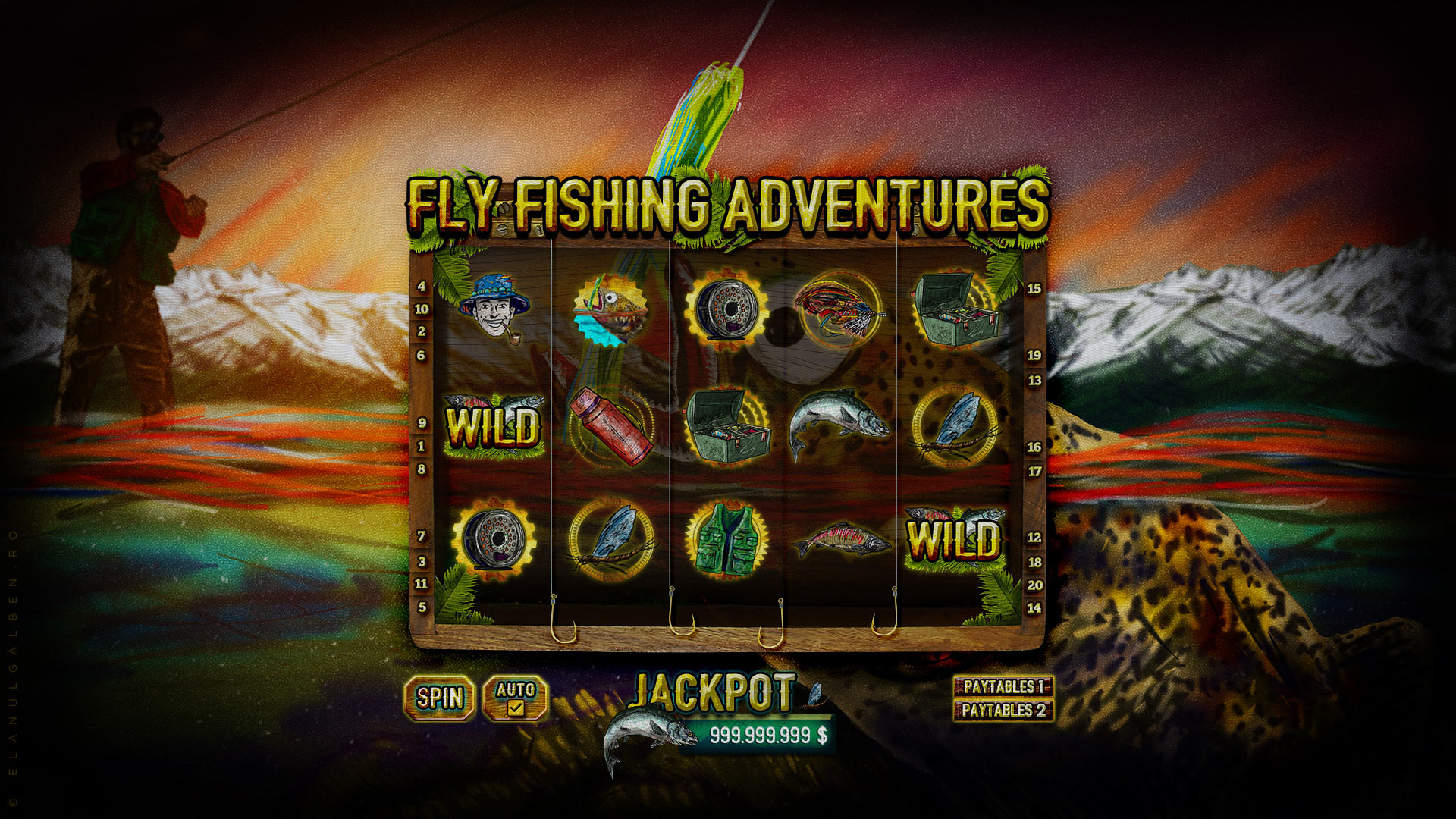Online Casino Game Design - Slot machine game - Fly Fishing Adventures