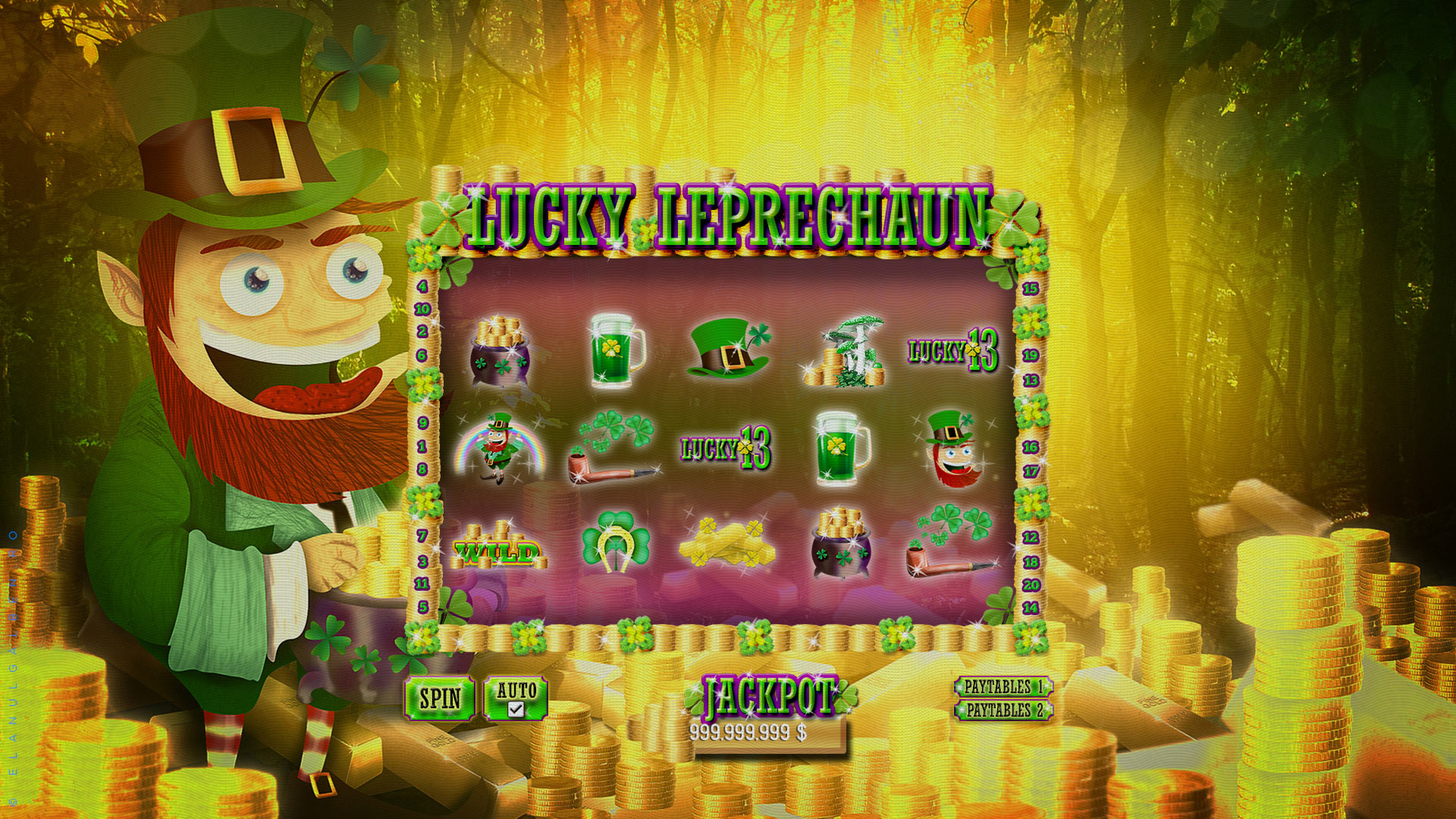 Online Casino Game Design - Slot machine game - Irish Lucky Leprechaun