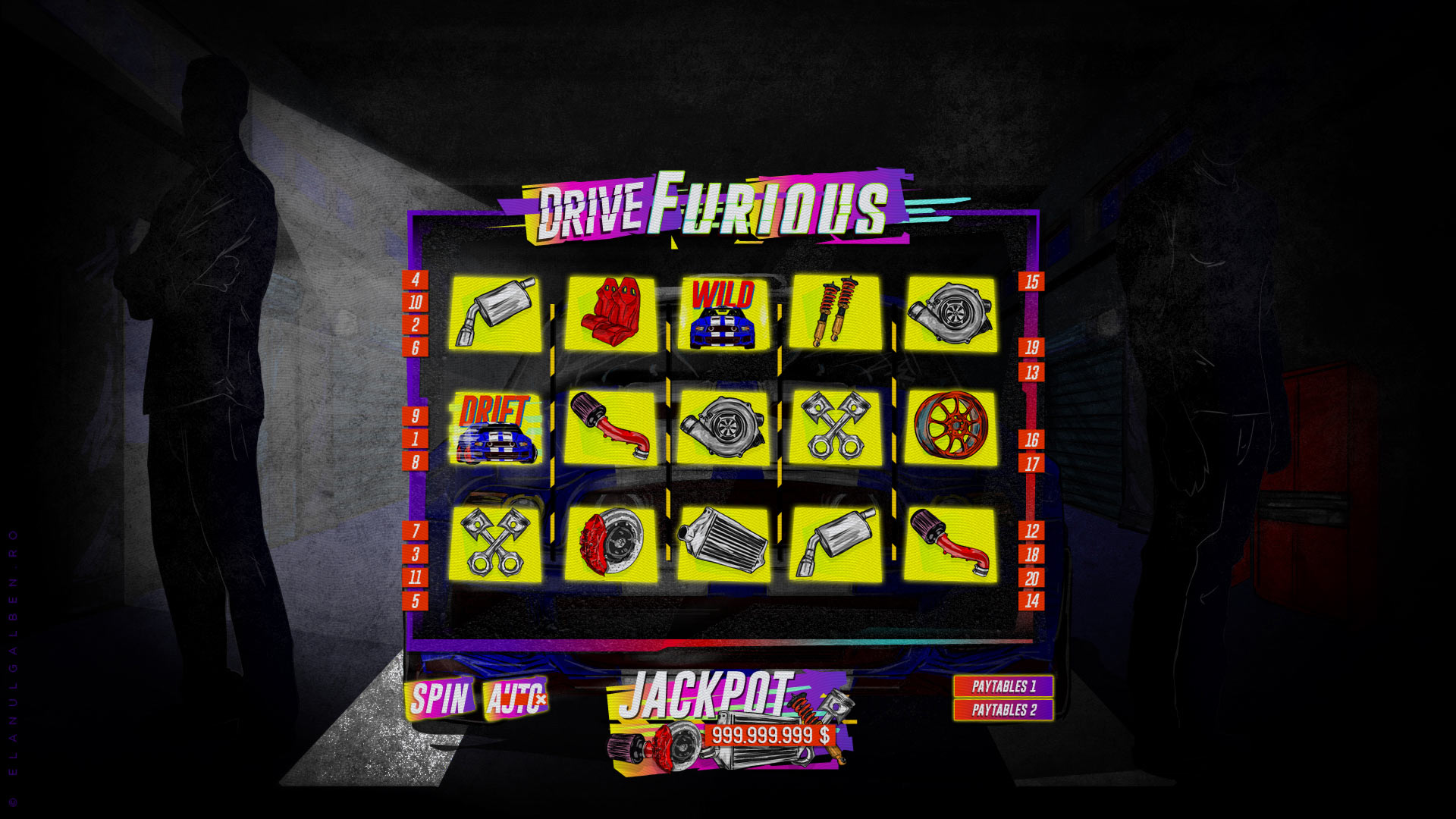 Online Casino Game Design - Slot machine game - Racing Cars