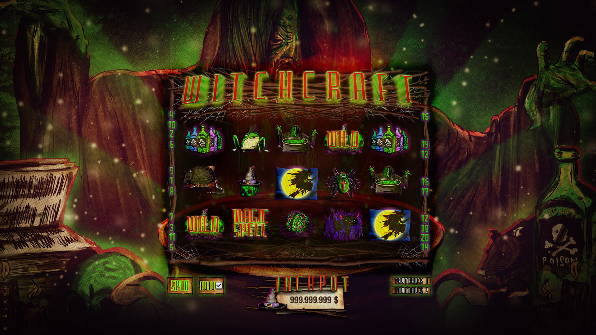 Online Casino Game Design - Slot machine game - Witchcraft
