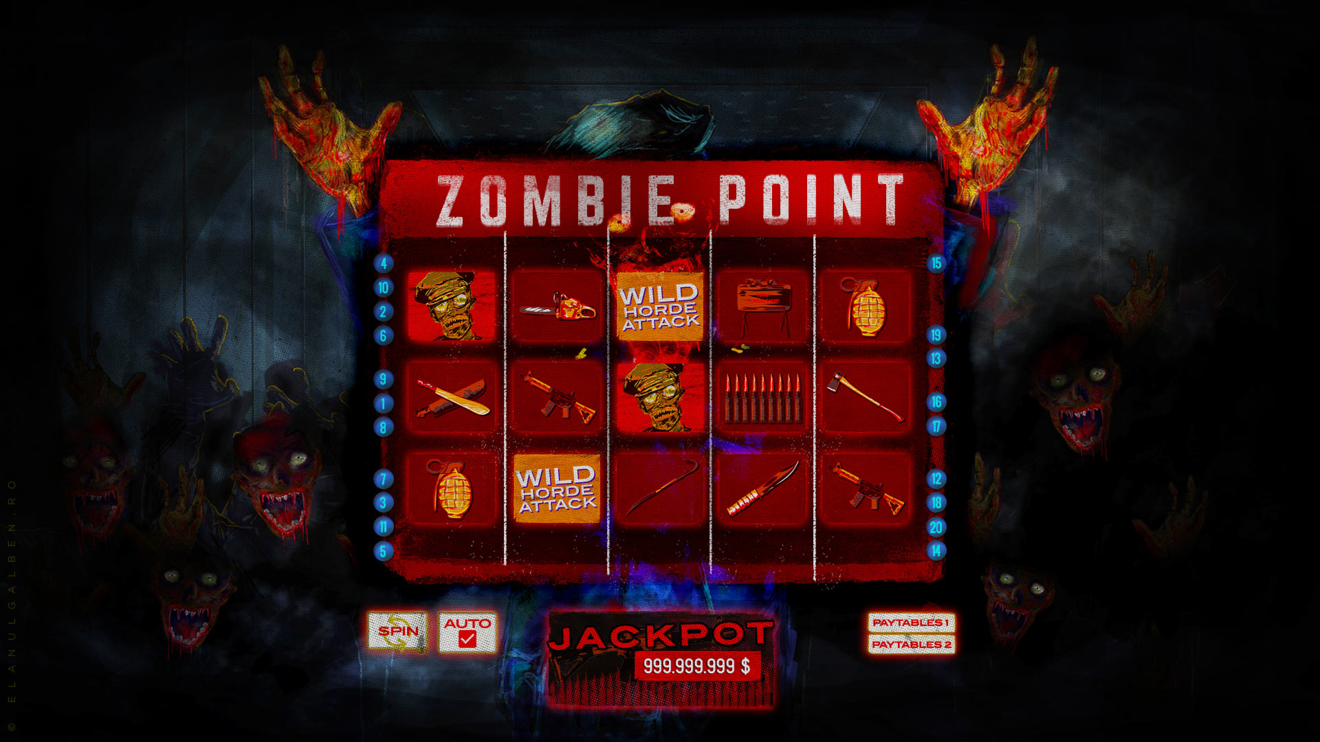 Online Casino Game Design - Slot machine game - Zombie Invasion