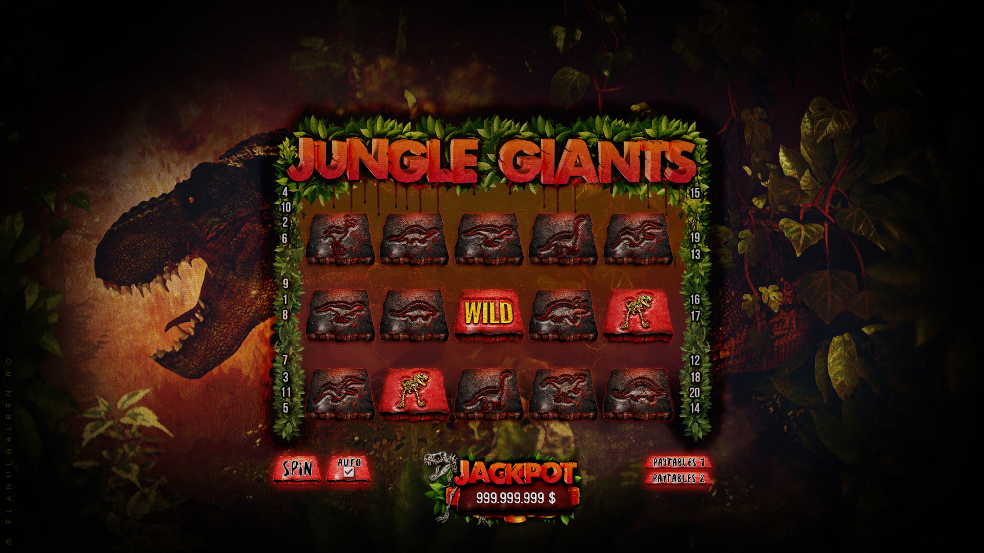 Online Casino Game Design - Slot machine game - Dinosaurs Jungle Giants